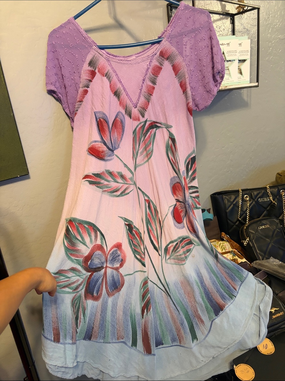 Beach By Exist Lavender & Multicolor Asymmetrical Floral Dress
